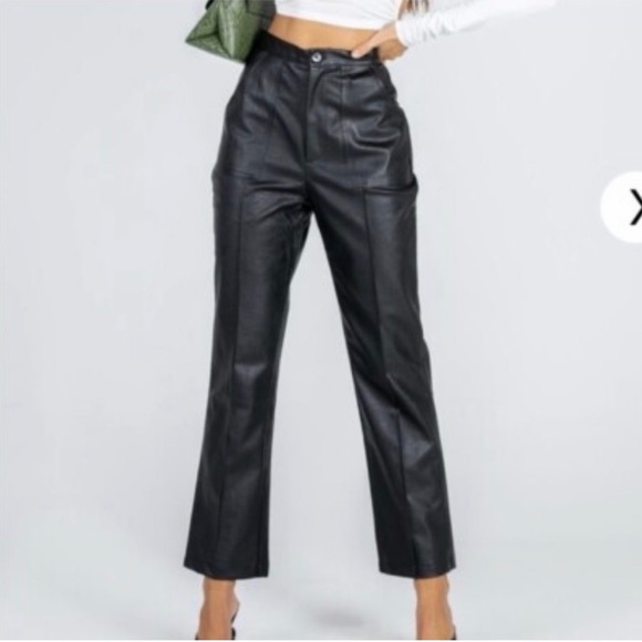 Princess Polly Pants - Princess Polly Encore Black Vegan Faux Leather Straight Leg
